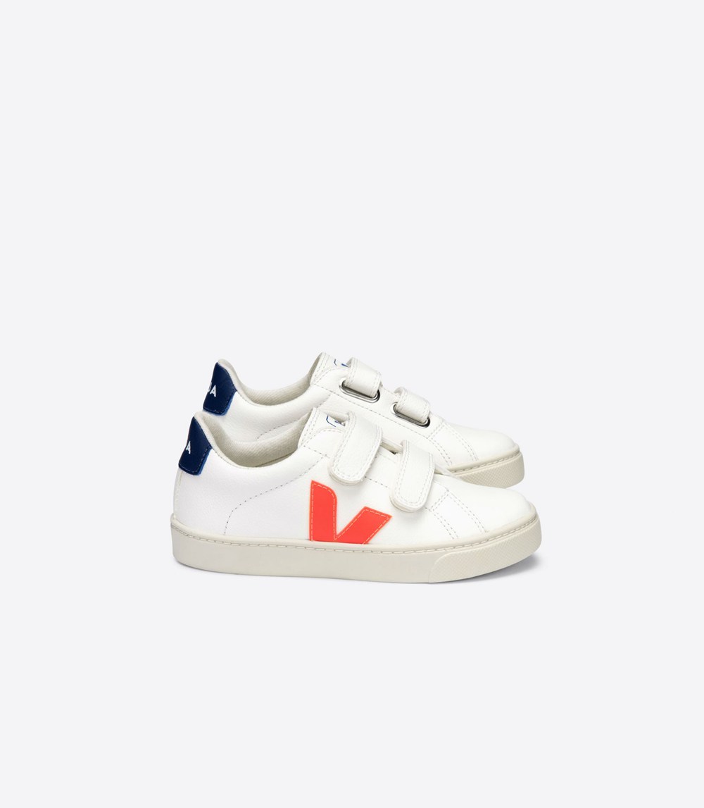 Veja Trainers Kids White/Orange - Esplar Velcro Chromefree - IAVL-68327